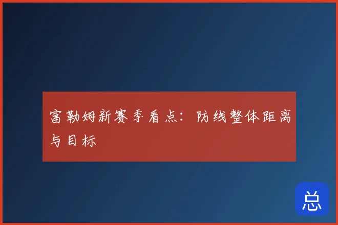 富勒姆新赛季看点：防线整体距离与目标